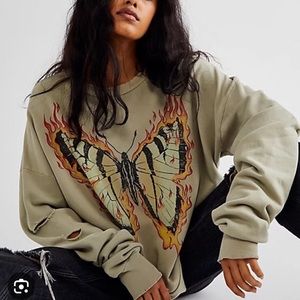 FREE PEOPLE X VINTAGE SOULS Firebutterfly pullover in CLAY